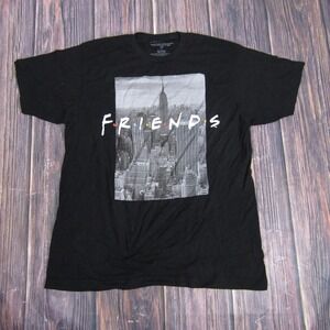 Friends Shirt Mens Large Black NYC Skyline Graphic Tee Television Series Show